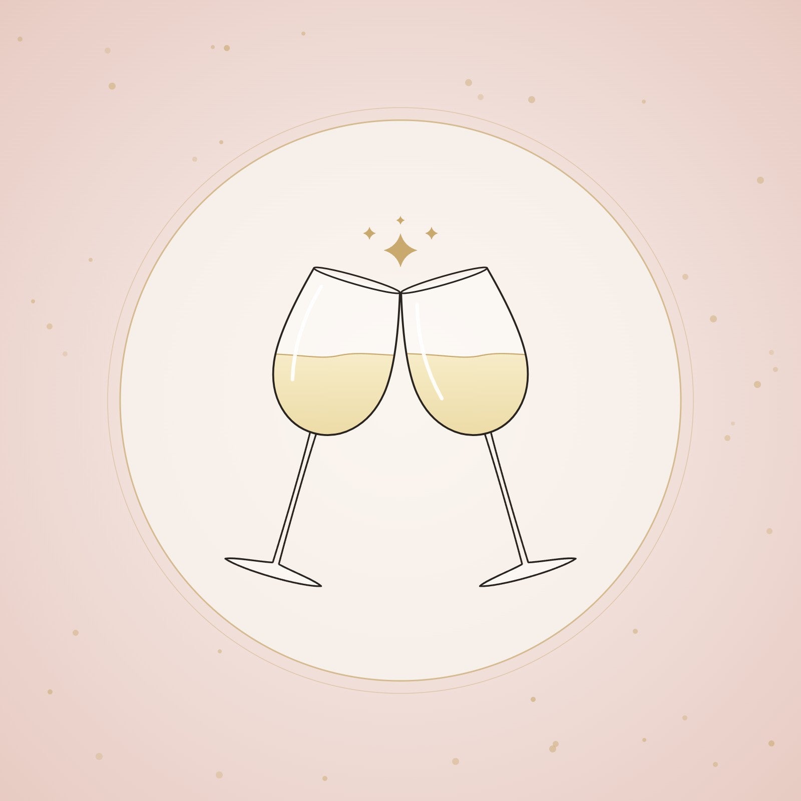 Two glasses of white wine clinking in a toast